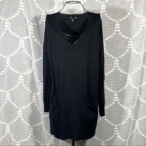 H&M black knit tunic with pockets size M